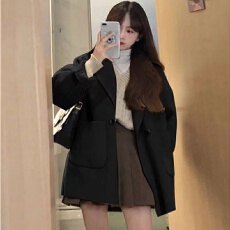 批发清货高级感卡其色呢子大衣2023<b class='q'>秋</b>冬装新款韩版小个子毛呢外套女