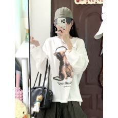 批发纯棉210克精梳精密印花秋季宽松<b class='q'>长袖</b><b class='q'>T</b><b class='q'>恤</b>女
