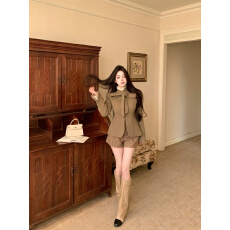 批发实拍实价 羊毛西装外套毛呢短外套夹棉<b class='q'>女</b>冬季老钱风套装新年穿搭