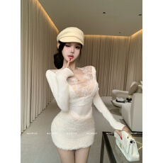 批发实拍实价 白色长袖上衣女秋冬新款加绒内搭打底衫蕾丝拼接<b class='q'>T</b><b class='q'>恤</b>