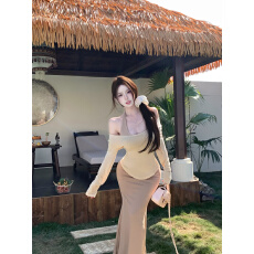 批发实拍实价 肌肤感圆领T恤罩衫女挂脖露背连衣裙纯欲慵懒<b class='q'>套装</b>