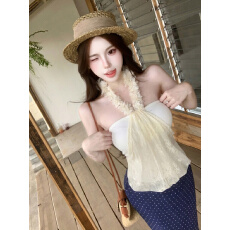 批发实拍实价 挂脖抹胸吊带女夏季纯欲性感修身背心上衣波点<b class='q'>短裙</b>套装