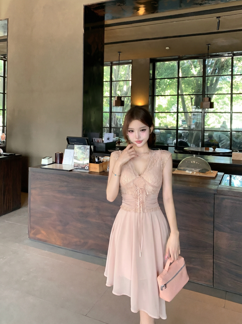 실사 정가 레이스 스트랩 맨위 불규칙 반 스커트 아름다운 세트 여성