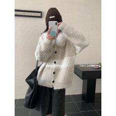 批发韩国针织开衫外套女2025秋冬新款学院风时尚宽松显瘦<b class='q'>中长款</b>毛衣