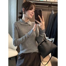 批发<b class='q'>欧洲站</b>2025秋季<b class='q'>新款</b>欧货简约Polo领袖口开叉百搭细羊毛针织打底衫