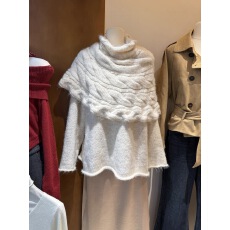 批发2025年冬季新款<b class='q'>韩版</b>宽松两件套高领麻花<b class='q'>毛衣</b>披肩加圆领套头<b class='q'>毛衣</b>女