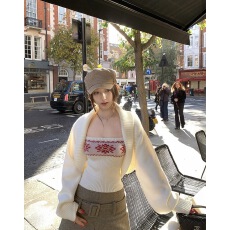 批发板栗可可Bankelili'雾岛观雪'费尔岛坎肩<b class='q'>罩衫</b>/吊带针织两件套女冬