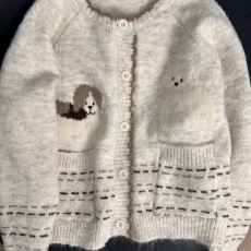 批发秋冬新款慵懒毛衣日系复古针织开衫<b class='q'>甜美</b>外套休闲宽松可爱小狗撞色