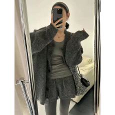 批发慵懒风气质细闪灰色<b class='q'>针织</b>衫<b class='q'>女装</b>2025秋冬新款时髦休闲百搭毛衣<b class='q'>外套</b>