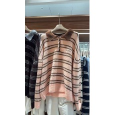 批发<b class='q'>东大门</b>正品<b class='q'>代购</b>翻领条纹针织衫 韩代