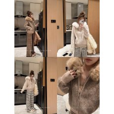 批发熙米Simmy【奶芙云朵】慵懒混色针织卷卷毛柔软羊羔大毛领厚外套