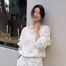 批发V领镂空喇叭袖天丝亚麻<b class='q'>针织</b>开衫女夏长袖防晒坎肩<b class='q'>罩衫</b>短款空调衫