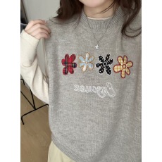 批发韩国<b class='q'>东大门</b><b class='q'>代购</b>2025冬季爱心格纹圆领套头毛衣