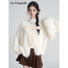 批发2025冬季蝴蝶结绑带外套女温柔风V领<b class='q'>短款</b>软糯毛毛<b class='q'>开衫</b>潮