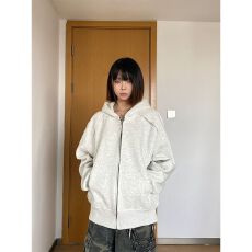 批发春秋季美式复古拼接连帽休闲开衫卫衣<b class='q'>男</b>女潮痞帅运动拉链<b class='q'>夹克</b>外套