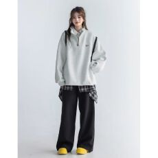 批发加厚美式潮流半拉链卫衣春秋情侣款运动长袖套头衫街头休闲上衣