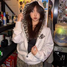 批发美式高街连帽拉链卫衣男款2025秋季小恶魔豹纹设计感夹克<b class='q'>外套</b>