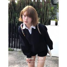 批发秋季学生学院风假两件<b class='q'>衬衫</b>领卫衣百搭痞帅休闲长袖男潮流日系外套