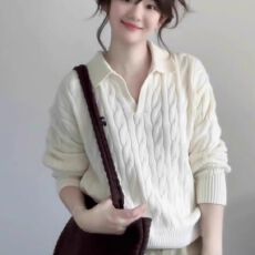 批发老钱风polo领刺绣麻花针织衫女<b class='q'>夏</b>季穿搭小众短袖绝美内搭T恤上衣