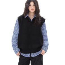 批发无袖翻领套头马甲<b class='q'>男士</b>秋冬新款<b class='q'>休闲</b>坎肩上衣潮流简约百搭宽松背心