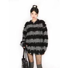 批发潮牌流苏破洞<b class='q'>街头</b>ins宽松情侣毛衣慵懒潮流秋冬针织衫潮ins