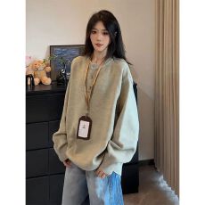 批发<b class='q'>北极</b><b class='q'>绒</b>长袖上衣针织打底衫男女纯色宽松秋冬圆领保暖毛衣