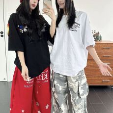 批发【220g纯棉】螺纹领口 +后包边 字母毛巾绣<b class='q'>短袖</b><b class='q'>男</b>女T恤