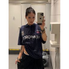 批发美式复古痞帅高级感polo衫<b class='q'>男</b>潮牌泽西风短袖<b class='q'>T</b><b class='q'>恤</b>球服情侣