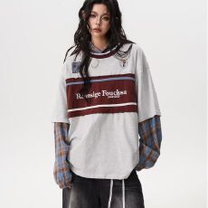 批发2026新款夏<b class='q'>男</b>女<b class='q'>T</b><b class='q'>恤</b>撞色条纹拼接舒适有型百搭时尚休闲短袖