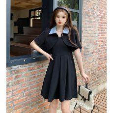 批发<b class='q'>外套</b>+背心裙夏季法式黑色套装女气质显瘦上衣收腰<b class='q'>连衣裙</b>两件套