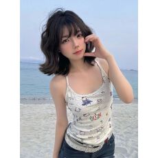 批发辣妹<b class='q'>街头</b>卡通猫咪吊带背心女夏季修身显瘦无袖上衣潮