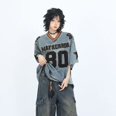 批发高端定制美式复古橄榄球服<b class='q'>宽松</b>运动球衣休闲街舞表演比赛运动球服