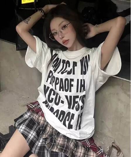 21 순면 210 그램 여름 드레스 반팔 티셔츠 여성 한국 스타일 빅 사이즈 루즈핏