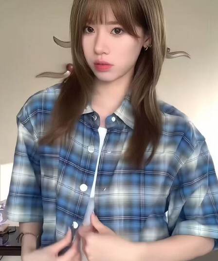 ins 조수 브랜드 격자 무늬 셔츠 남녀 새로운 봄 가을 자외선 차단 레트로 루즈핏 체크무늬 반팔 셔츠 커플룩