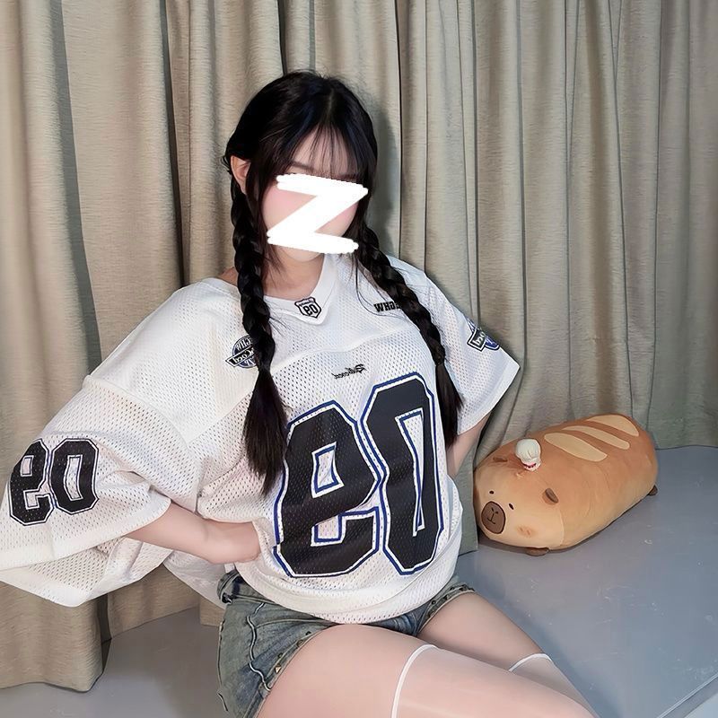 원본 원단 원본 솜씨 리브 네클라인 이후 테두리 주문 표준 프린트 V넥 반팔 여성