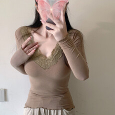 批发1*1罗纹德绒 220克 秋<b class='q'>冬</b>新款纯欲风辣妹短款长袖t恤女修身显瘦