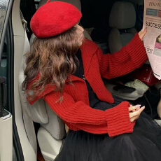 批发加厚<b class='q'>针织</b>开衫春秋新款韩版百搭时尚洋气短款毛衣外套女