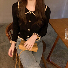 批发女装新款小香风针织开<b class='q'>衫</b>外套女气质显瘦木耳边打底<b class='q'>衫</b>外穿洋气上衣