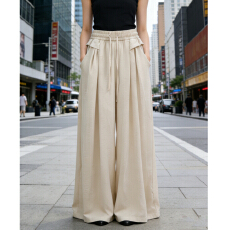 批发裙裤女夏薄款高腰休闲裤显瘦小个子棉麻长裤阔腿裤宽松垂感<b class='q'>拖地</b>裤