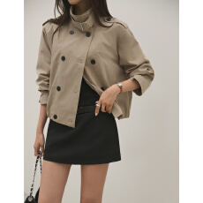 批发通勤复古 短款风衣夹克衫外套女 韩系轻熟 休闲<b class='q'>百搭</b> 宽松休闲大码