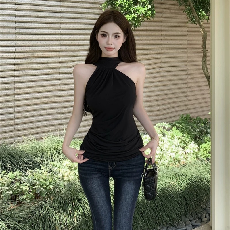 품격 리본 행침 목 몸매 가꾸기 슬립 작은 조끼 여성 여름 슬림해 보이는 인사이드 가져 가라. 민소매 검정색 핫걸 맨위 외출용