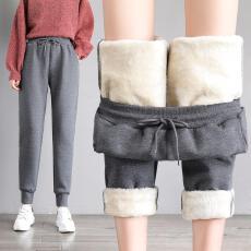 批发冬季保暖加绒<b class='q'>裤</b>女中腰宽松<b class='q'>大码</b>纯色超暖羊羔绒哈伦嘻哈卫<b class='q'>裤</b>女