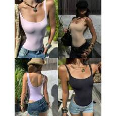 批发KKSHOP‘极简美学 ’<b class='q'>塑</b><b class='q'>身</b>裸感四色<b class='q'>连体</b>背心后背U领弹力<b class='q'>连体</b><b class='q'>衣</b>上<b class='q'>衣</b>