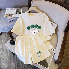 批发仿棉索罗娜休闲运动套装女宽松<b class='q'>大码</b>短袖胖mm印花两件套潮