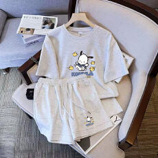 批发仿棉索罗娜休闲运动套装女宽松<b class='q'>大码</b>短袖胖mm印花两件套潮