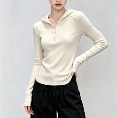 批发280g德绒半拉链连帽德绒打底衫女秋季<b class='q'>新款</b>修身长袖T恤内搭上衣潮