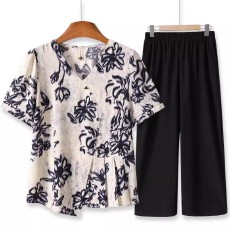 批发<b class='q'>实拍</b>2026新款洋气<b class='q'>中</b>老年女<b class='q'>装</b>时尚两件套洋气妈妈夏季上衣<b class='q'>裤</b>子套<b class='q'>装</b>