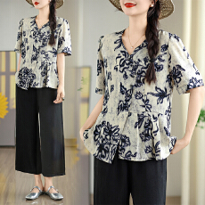 批发<b class='q'>实拍</b>2026新款洋气<b class='q'>中</b>老年女<b class='q'>装</b>时尚两件套洋气妈妈夏季上衣<b class='q'>裤</b>子套<b class='q'>装</b>