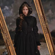 批发黑白战士 1件过<b class='q'>冬</b> 法式设计感收腰长款黑色羽绒服显瘦<b class='q'>冬</b>