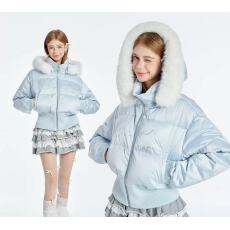 批发GUUKAHERO蓝色短款羽绒服女冬季新款 明星同款小个子加厚保暖外套